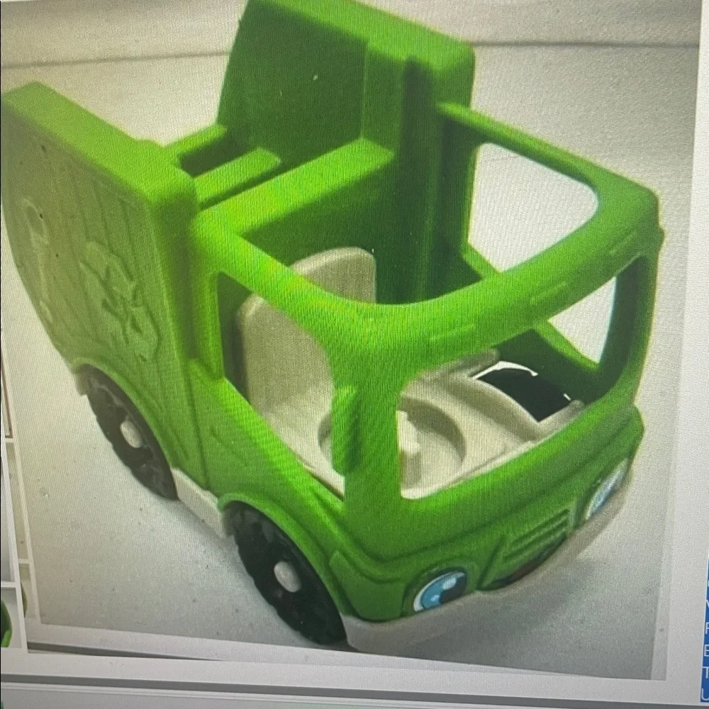 Fisher Price Little People GREEN GARBAGE TRASH TRUCK and man